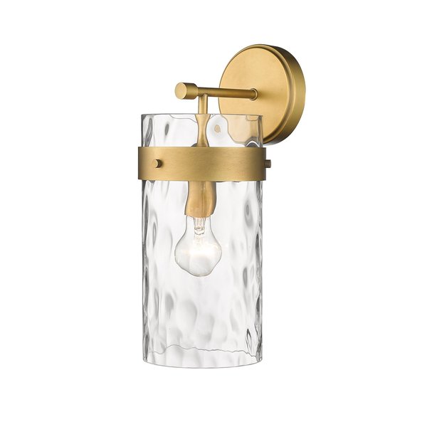 Z-Lite Fontaine 1 Light Wall Sconce, Rubbed Brass & Clear 3035-1SL-RB